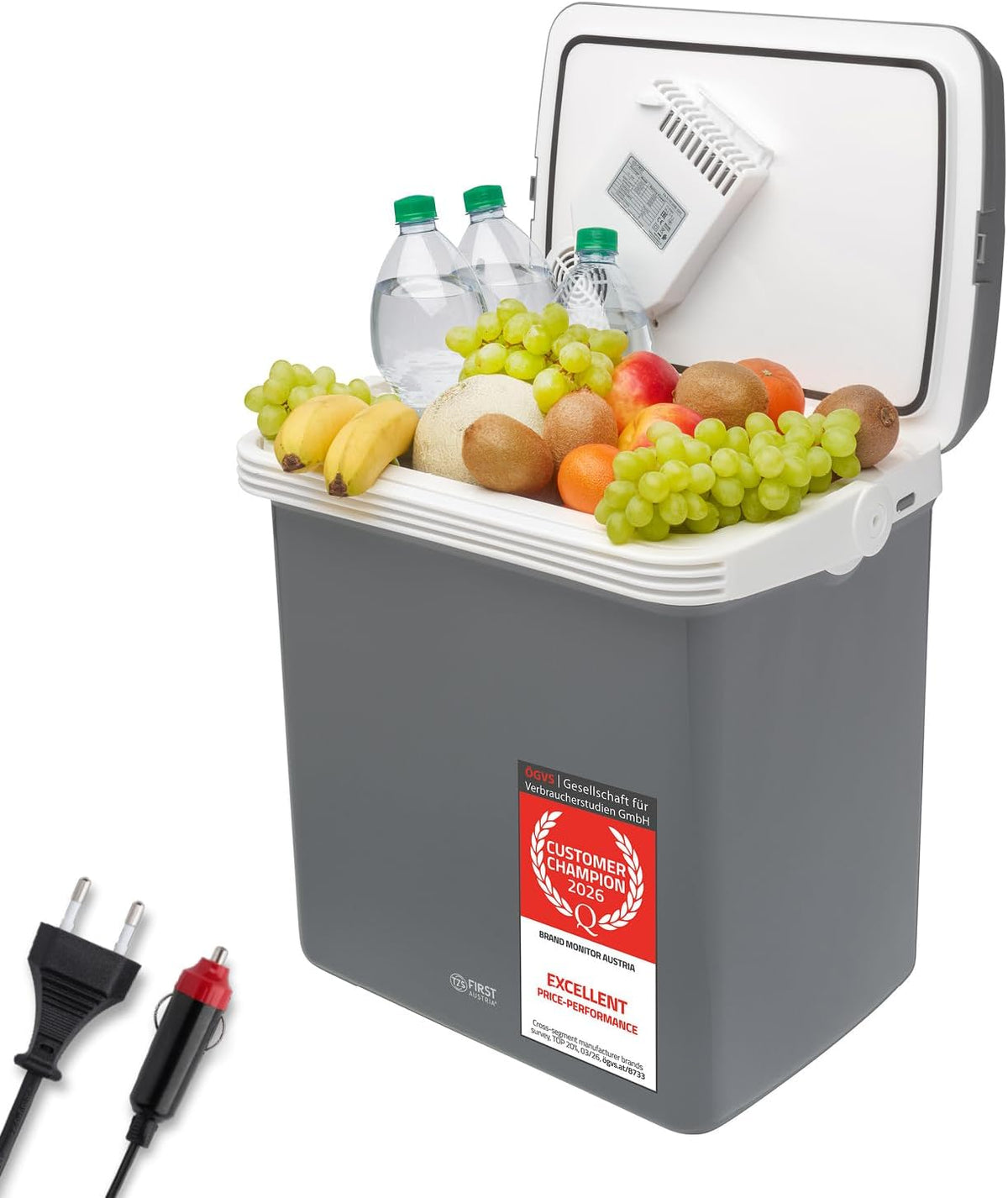 Glacière à compression 12 V/230 V, 32 L, gris, électrique, TZS First Austria