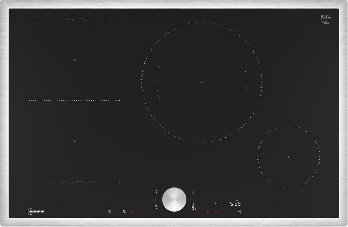 Table de cuisson T58STS1L0, 80 cm, commande intelligente, noir, induction, vitrocéramique, Neff