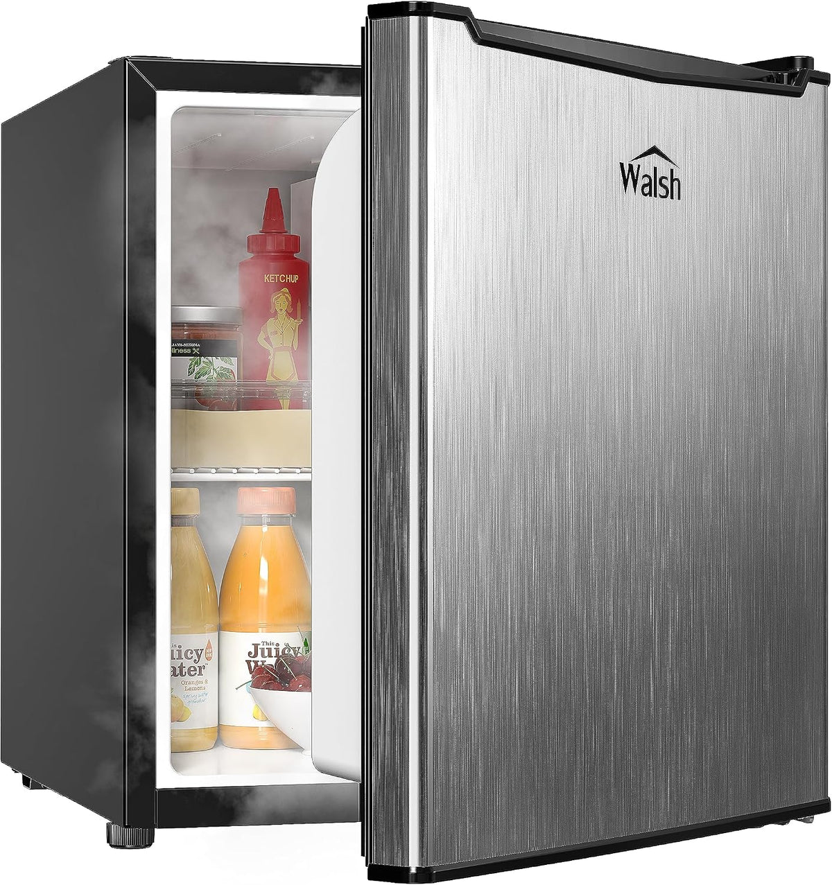Mini-réfrigérateur WSR17S5, 49 cm, 2 L, réglable, acier inoxydable, compact, Walsh