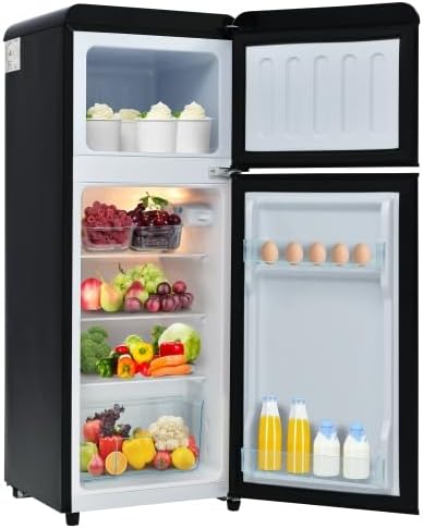 Réfrigérateur-congélateur, 92 L, 28 L, 181 kWh/an, avec éclairage LED, réglable, noir, Merax