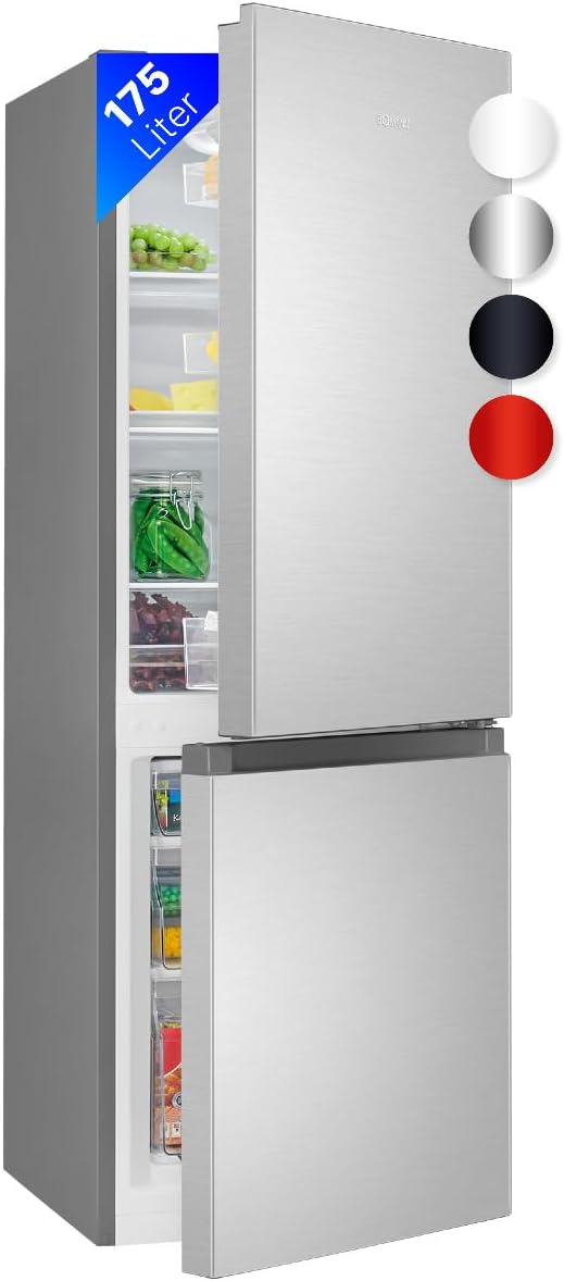 Réfrigérateur-congélateur KG 320, 175 L, réglable, acier inoxydable, Bomann