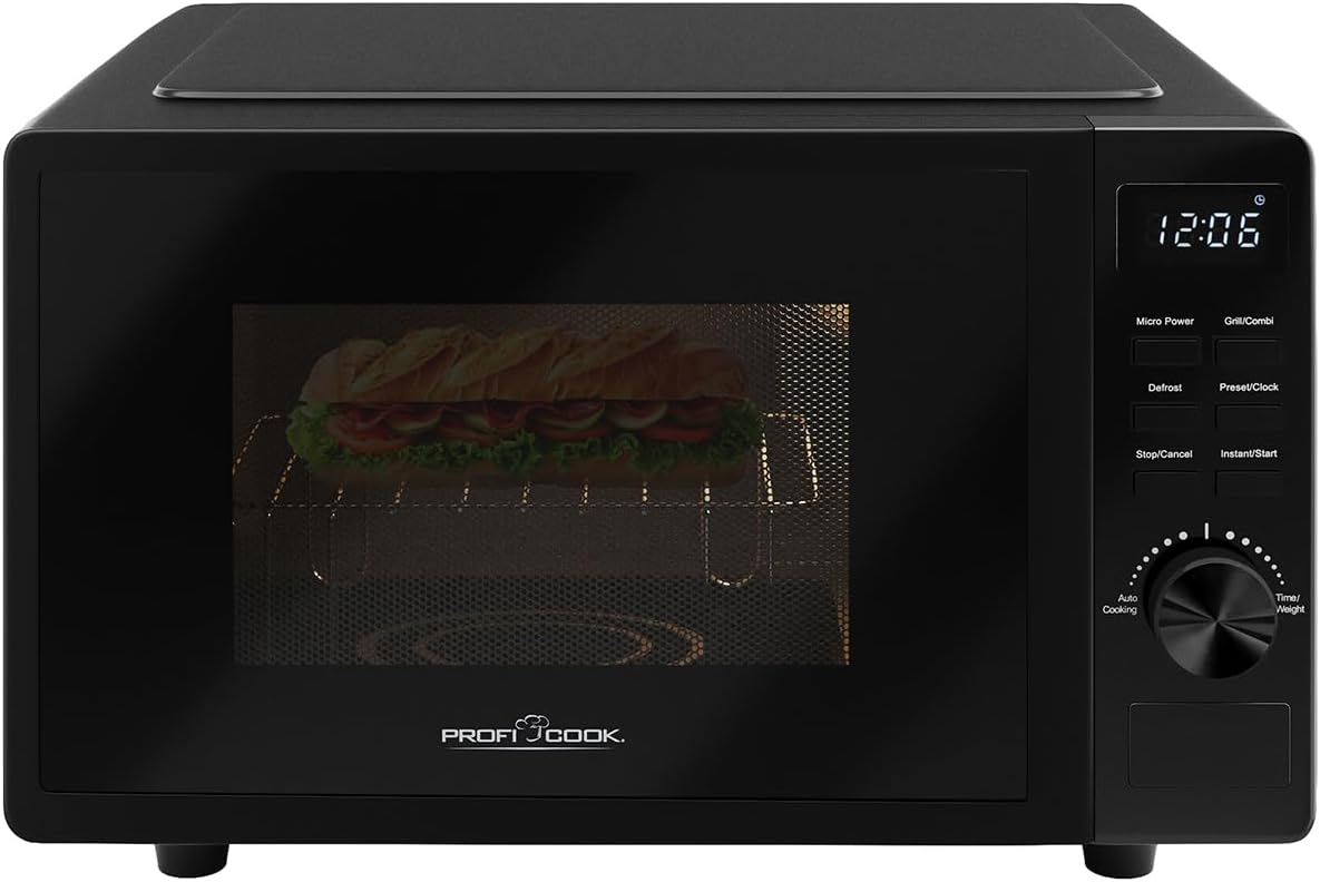 Four à micro-ondes MWG 1278, 23 × 20 cm, 20 L, noir, grill, Profi Cook