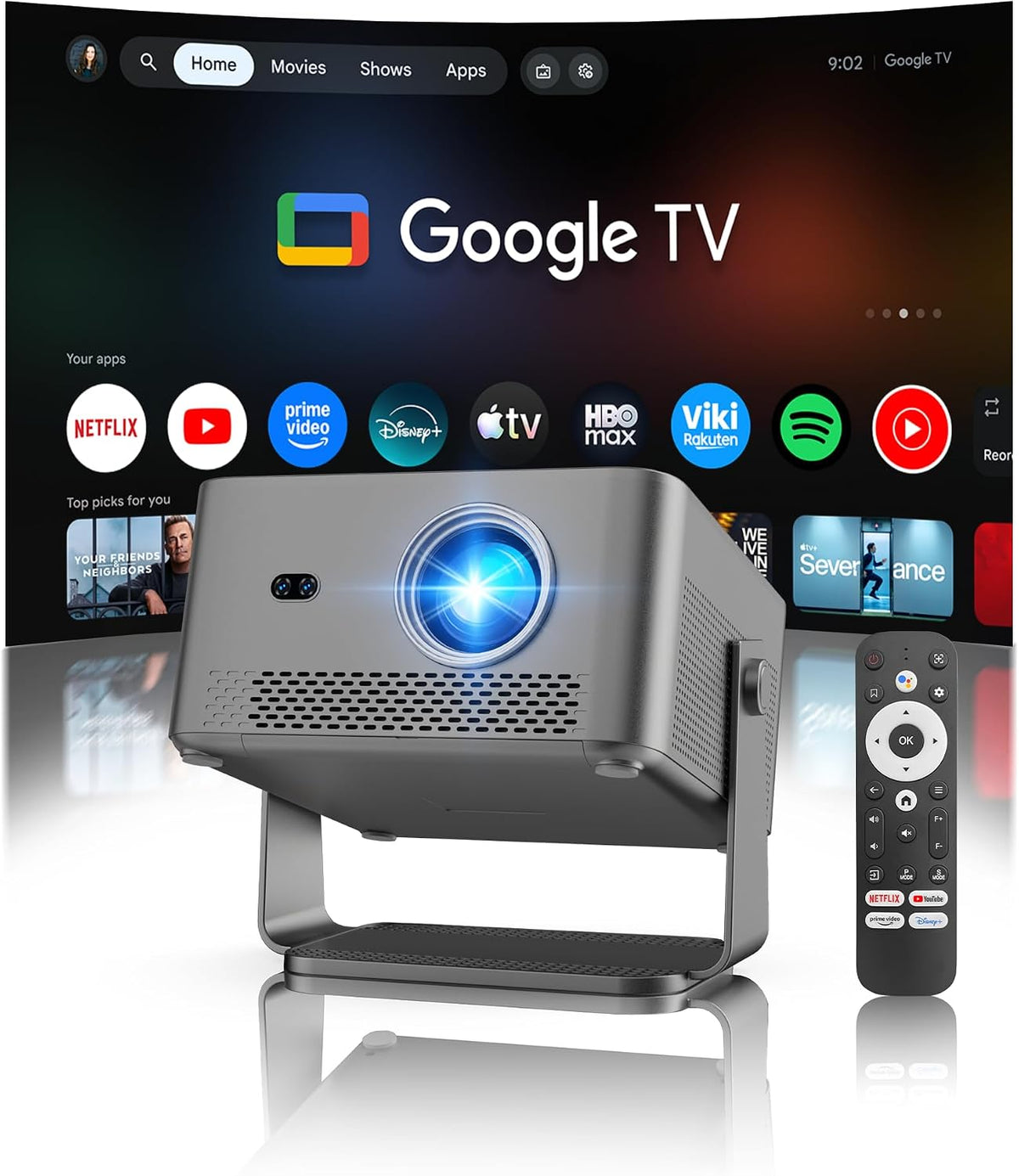 Vidéoprojecteur, commande intelligente, Google TV, Magcubic
