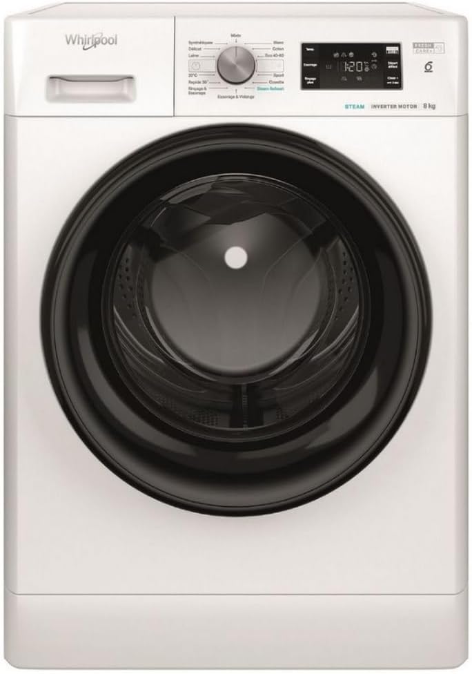 WHIRLPOOL FFB8469BVFR lave-linge, 84,5 × 59,5 × 63 cm, 8 kg, blanc, frontal