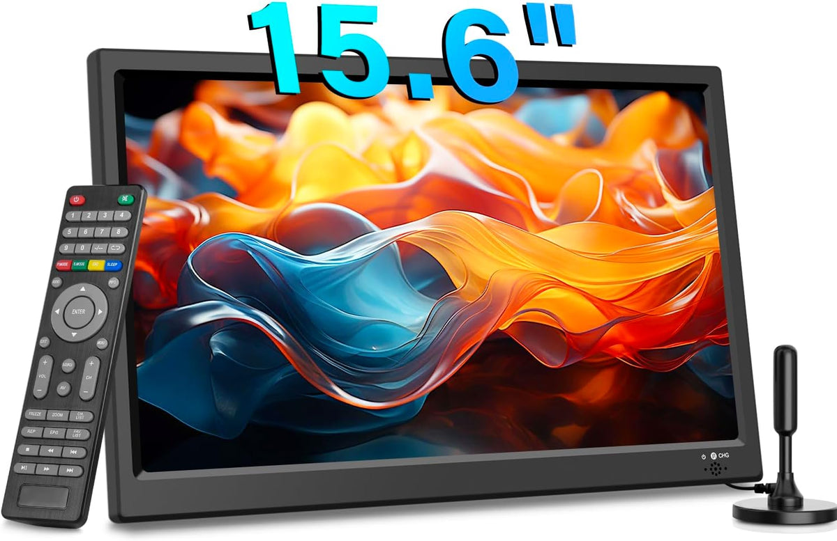 Téléviseur portable DC 12 V, 15,6 pouces, avec télécommande, KCR
