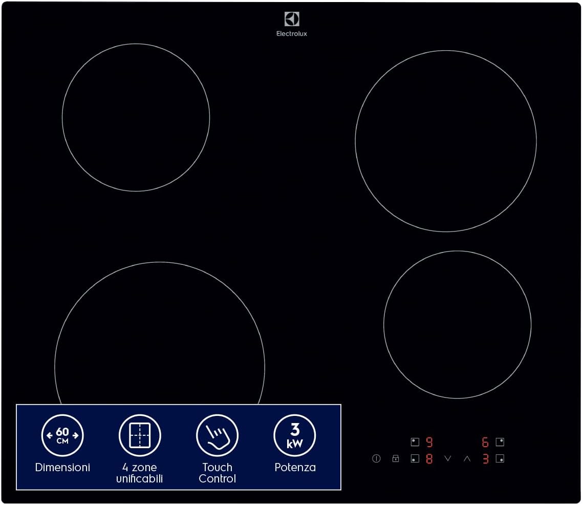 Electrolux EIB60424CK table de cuisson, 590 × 520 mm, noir, induction, 4 feux