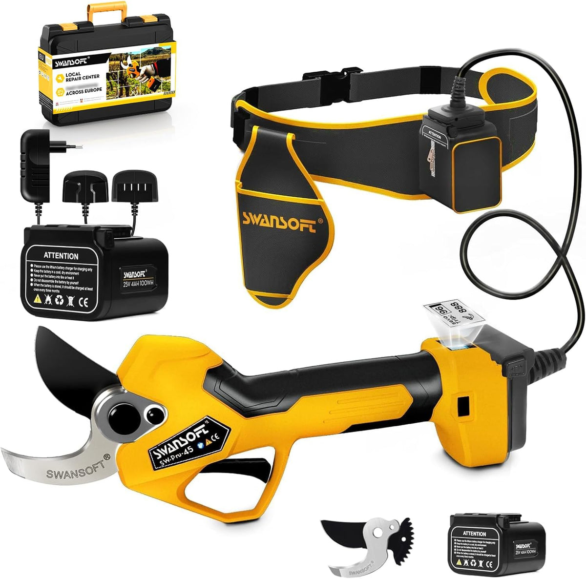 Sécateurset ciseaux PRU45, 25 V, sans balais, sans fil, électrique, pour le jardin, SWANSOFT