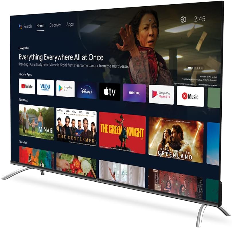 Téléviseur HEVC 265/C/S2, 126 cm, 50 pouces, avec Wi-Fi, commande intelligente, 4K, Dolby Atmos, Bluetooth, STRONG