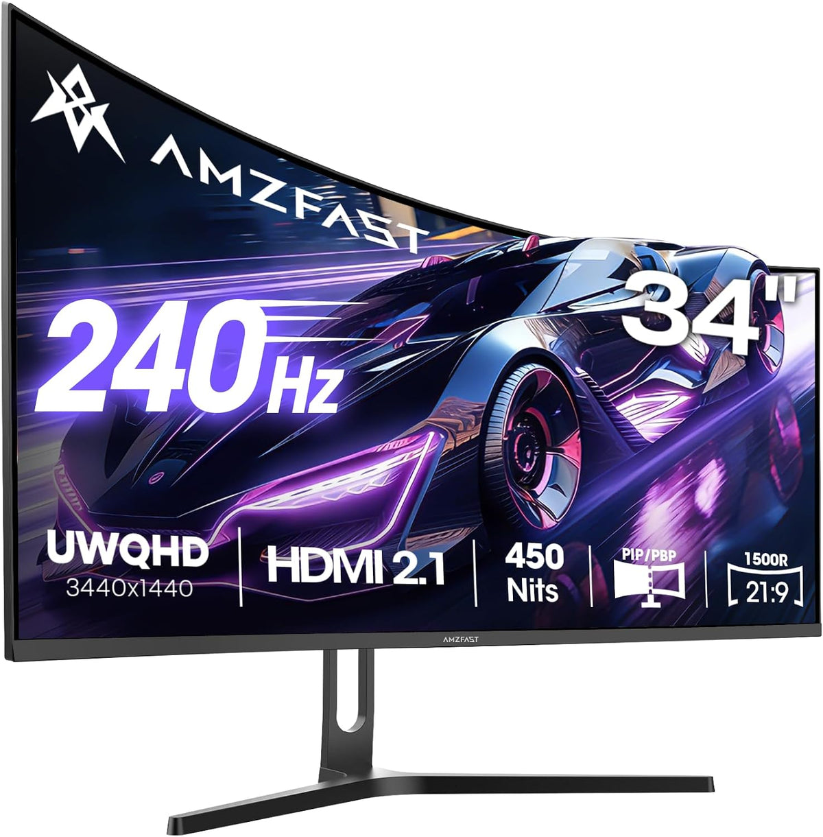 Moniteur 240Hz/UWQHD, 34 pouces, Amzfast