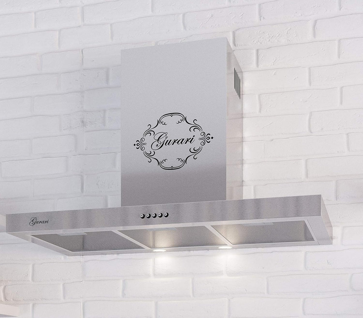 Hotte aspirante, 70 cm, 1000 m³/h, avec éclairage LED, acier inoxydable, métal, 3 vitesses, Gurari