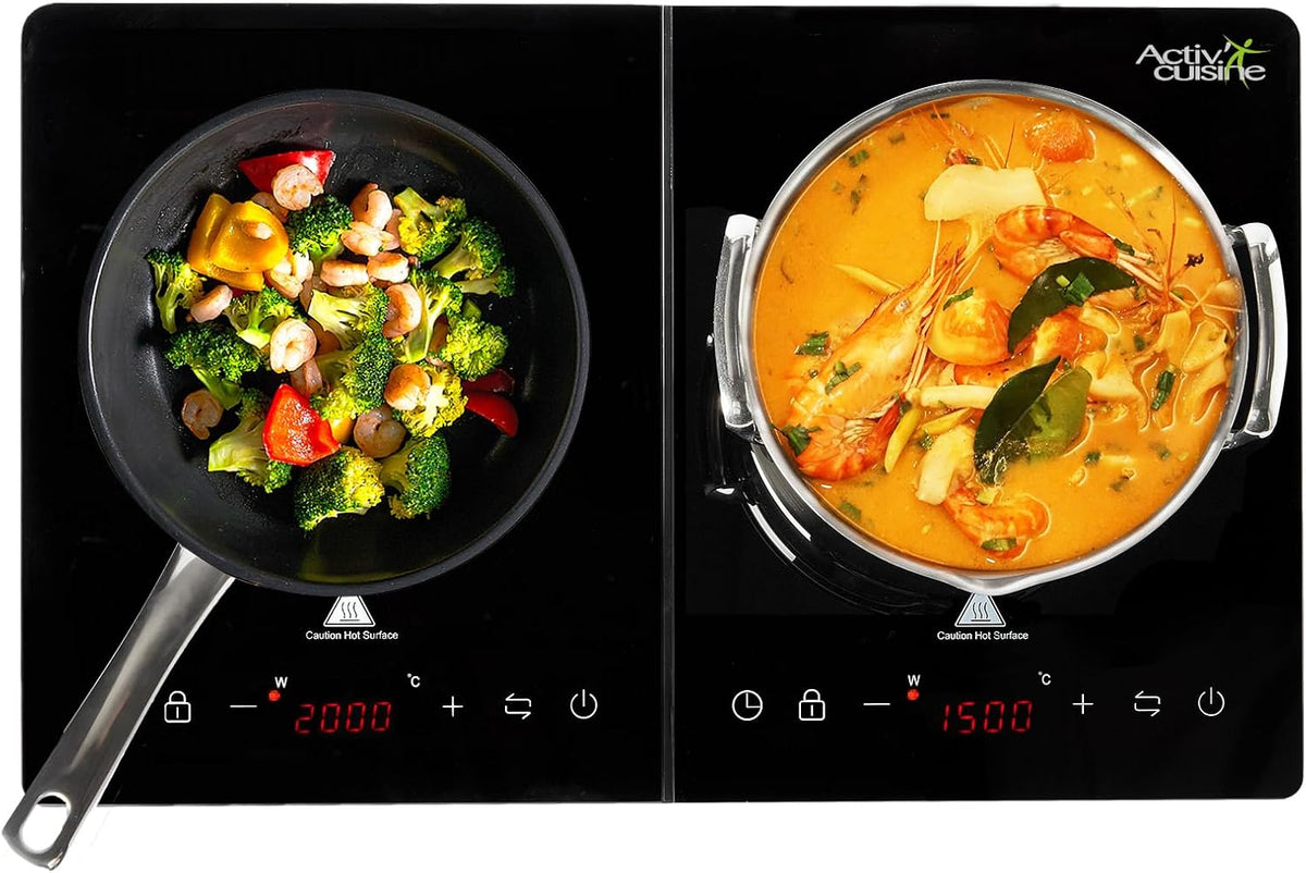 Table de cuisson, 200 W, verre, noir, induction, portable, 10 niveaux, ACTIV CUISINE