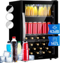 KLARSTEIN réfrigérateur, 147 L, avec éclairage LED, métal, noir