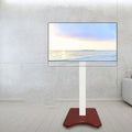 Support TV, 400 × 400 mm, 50 pouces, avec éclairage LED, bois, mobile, THEGA