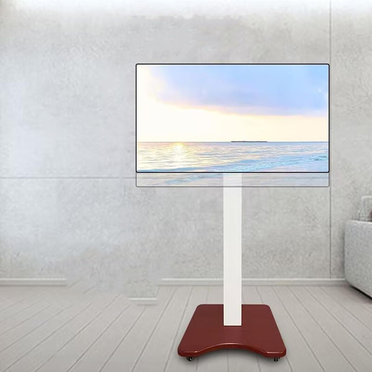 Support TV, 400 × 400 mm, 50 pouces, avec éclairage LED, bois, mobile, THEGA