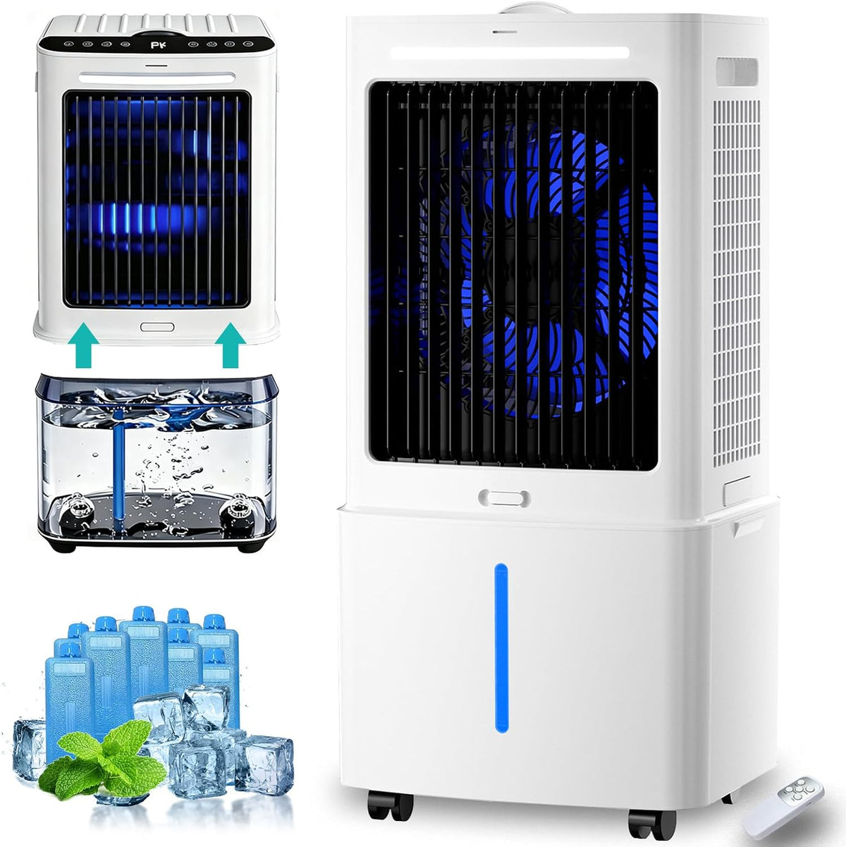 Climatiseur portable, 30 L, 3000 m³/h, mobile, AnYaBinni