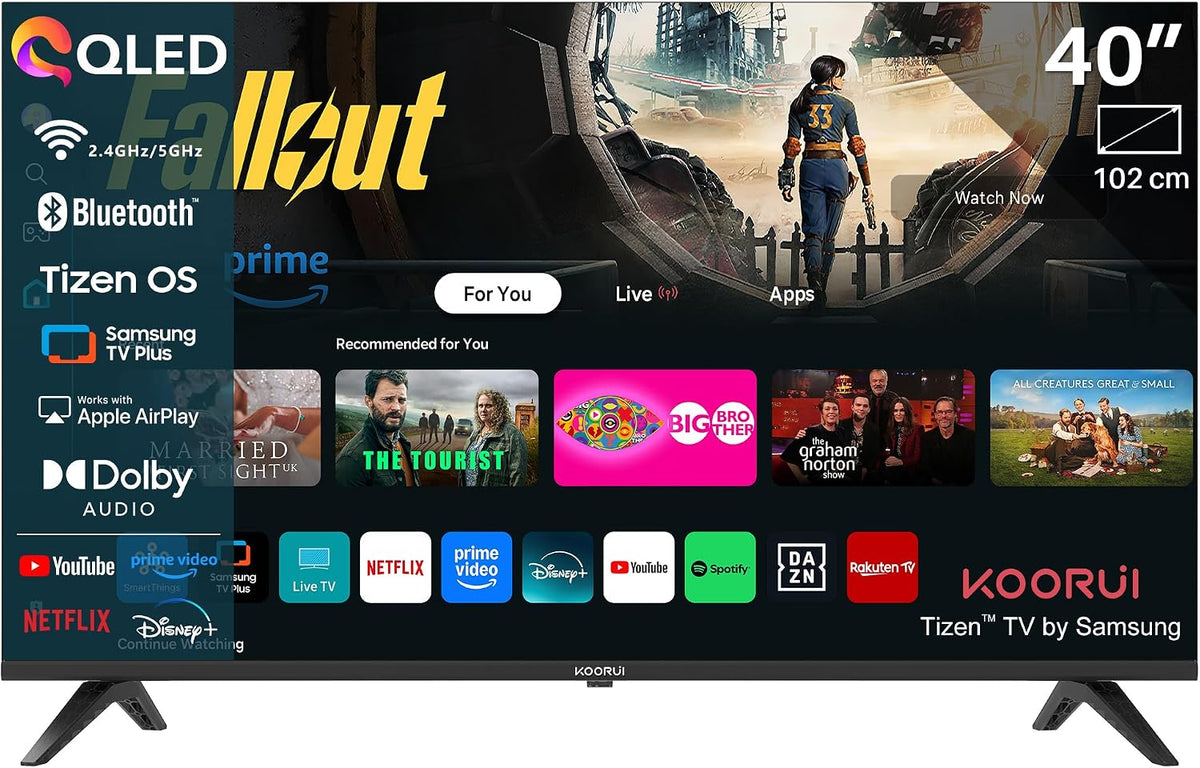 Téléviseur K40Q1FQ-T8, 100 cm, 40 pouces, commande intelligente, QLED, Full HD, KOORUI