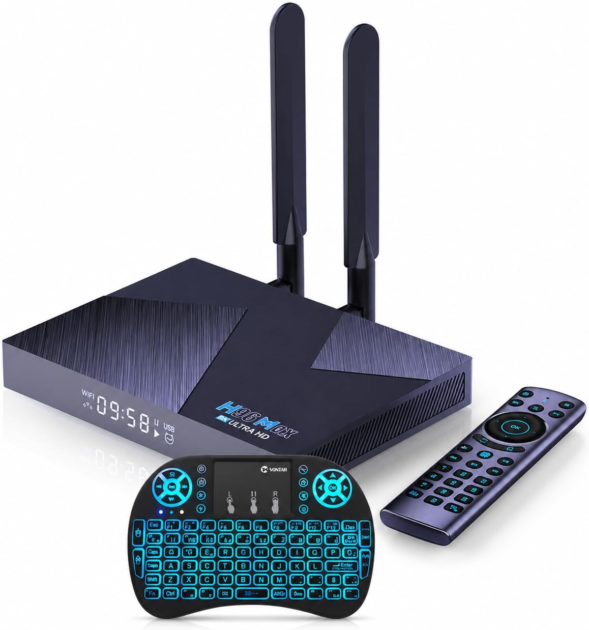 Boîtier TV streaming H96, avec Wi-Fi, commande intelligente, Bluetooth, 8K, 4K, TGTHDD