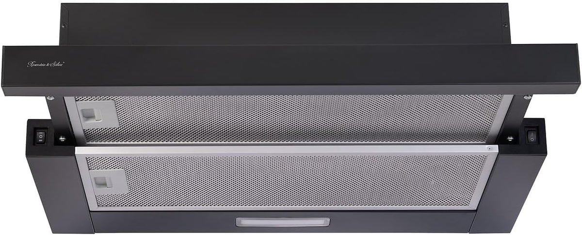 Hotte aspirante DAH-110, 60 × 31,5 × 19,4 cm, 350 m³/h, avec tiroirs, noir, encastrable, pour la cuisine, Rosenstein & Söhne