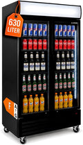 Réfrigérateur, 925 × 695 × 1950 mm, 630 L, réglable, avec étagères, verre, pour la chambre, GastroHero